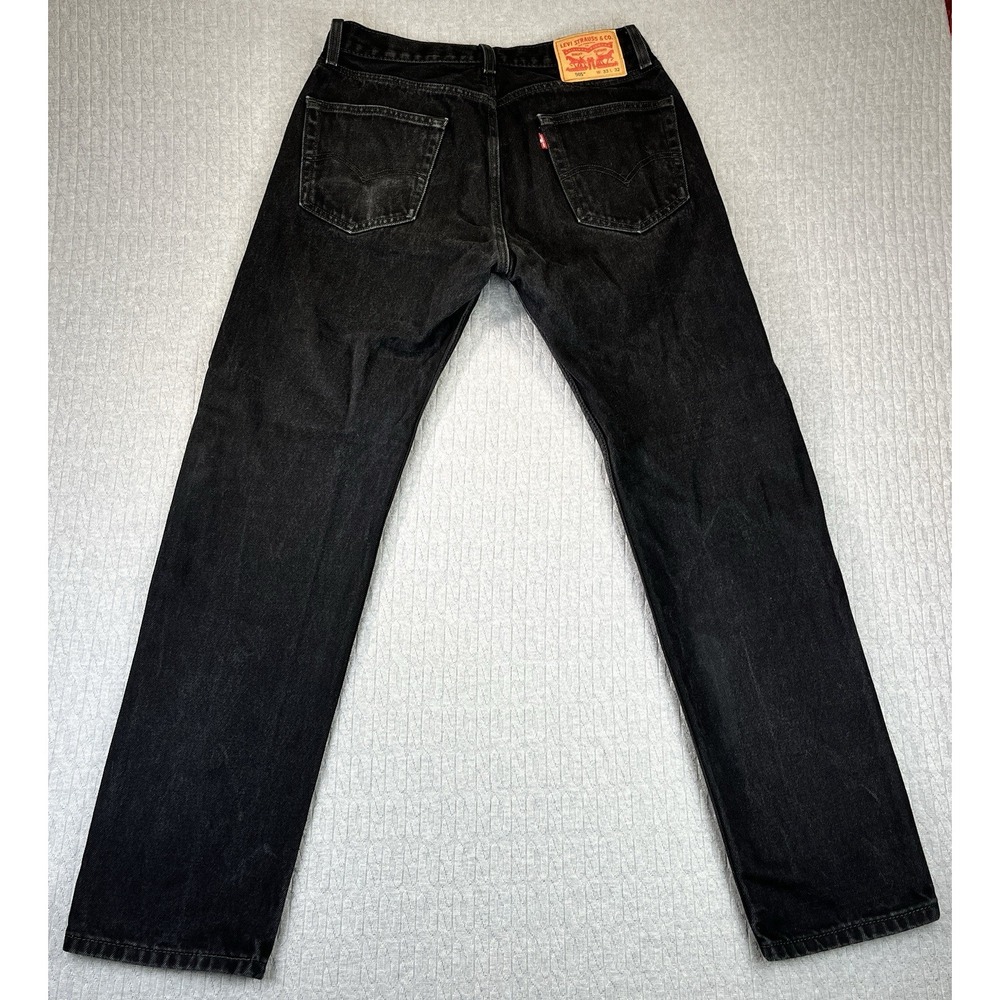 Levi Strauss 505 Regular Fit Jeans Men 33x32 Fits 31x32 Black Straight Leg Denim